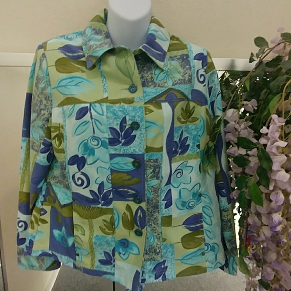 VTG- Allison Daley Petite Floral Abstract Jacket - Picture 1 of 8